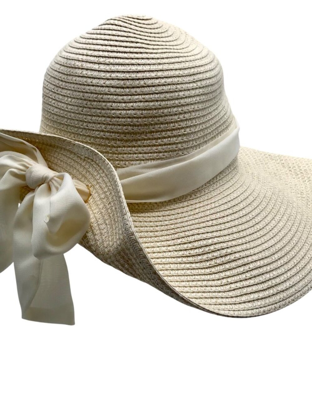 Giani Bernini Ivory And Tan Adjustable Sun Hat With Ribbon